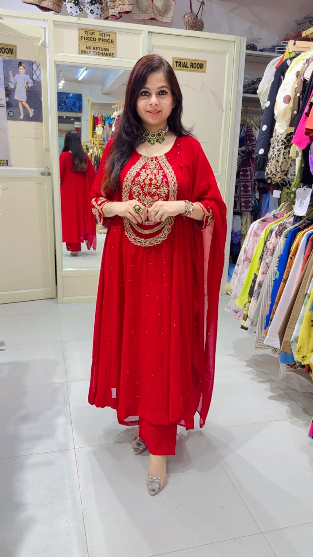 Rosy Georgette Anarkali