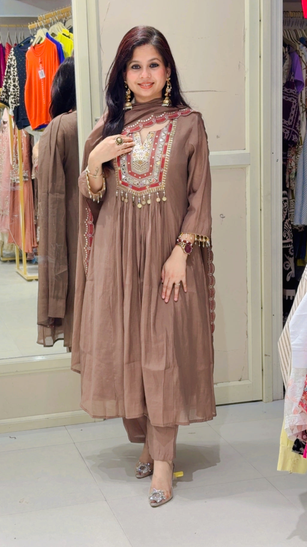 Jhuni mul chanderi suit