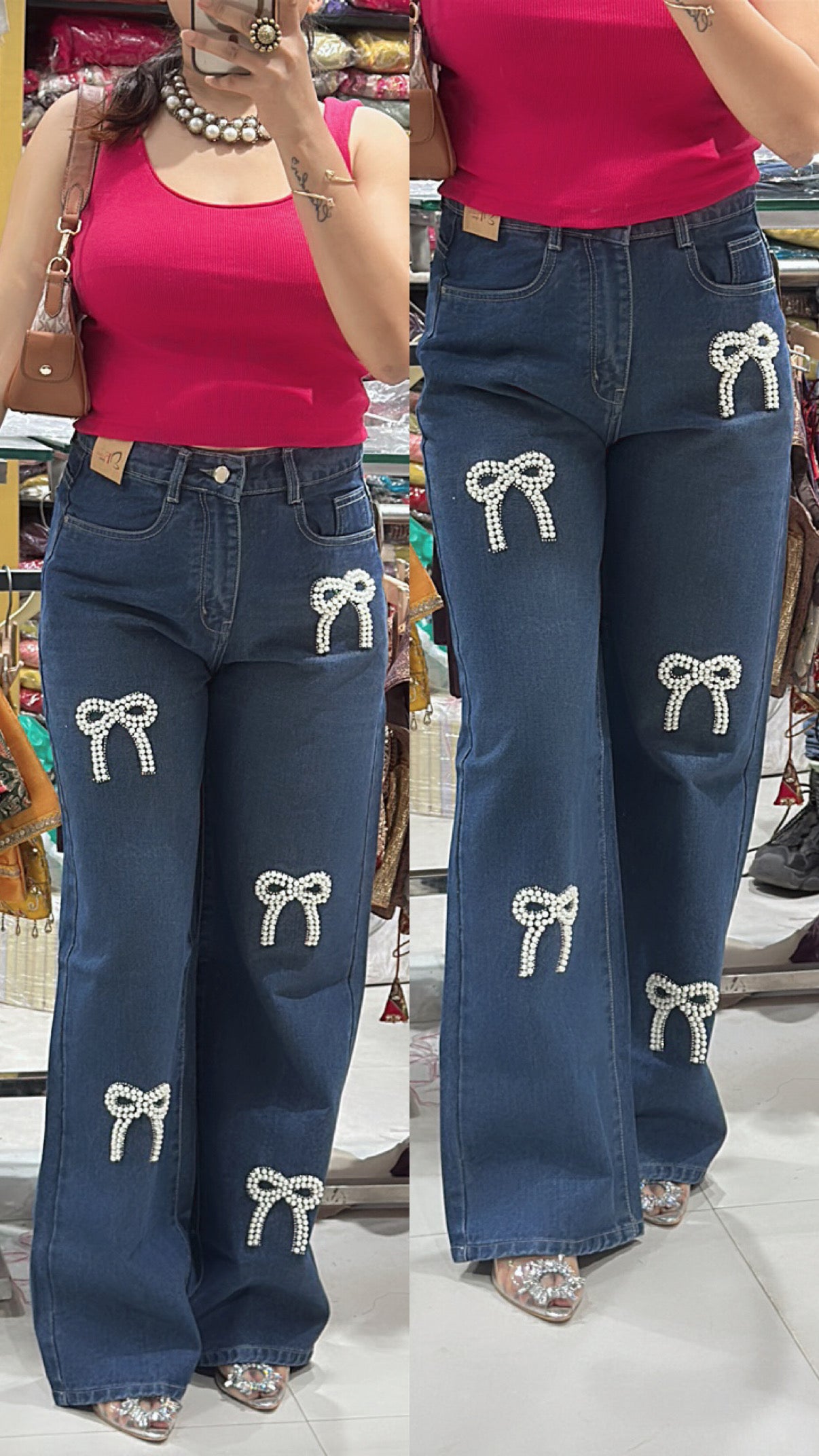 Korean bow jeans