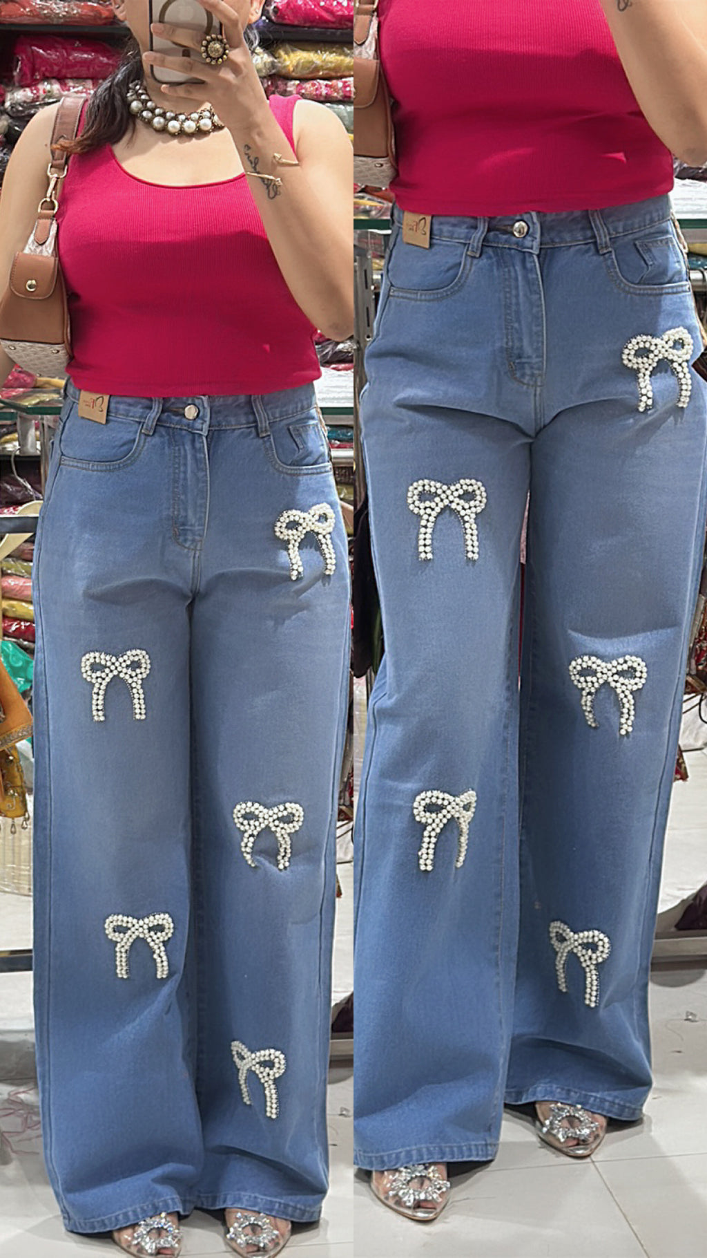 Korean bow jeans