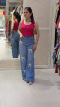 Korean bow jeans