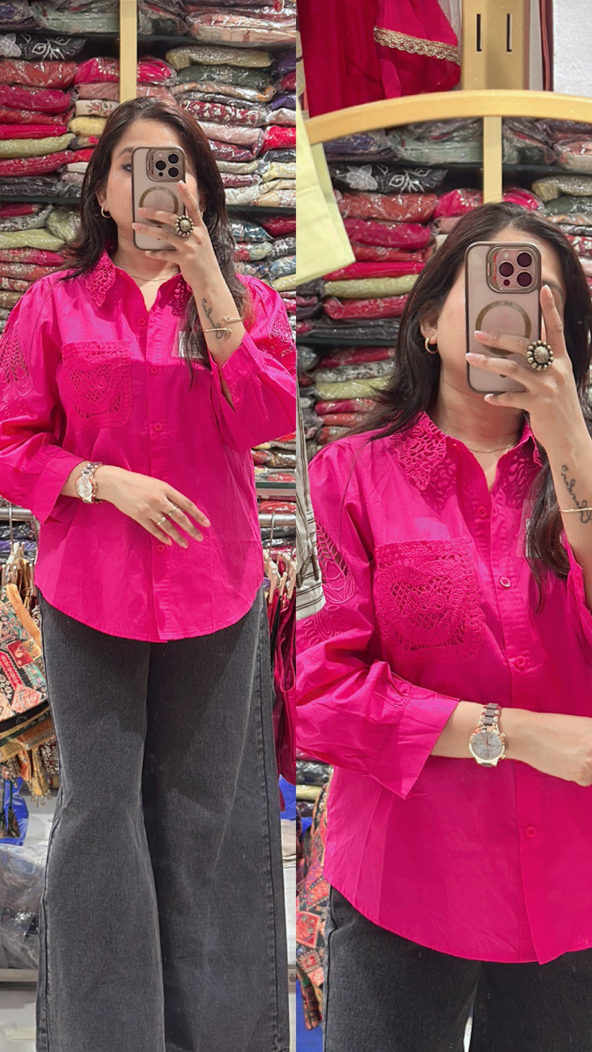 Lisha cotton embroidered shirt