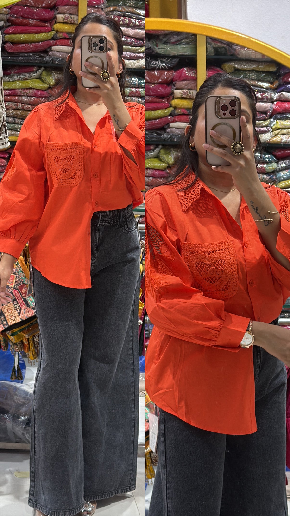 Lisha cotton embroidered shirt