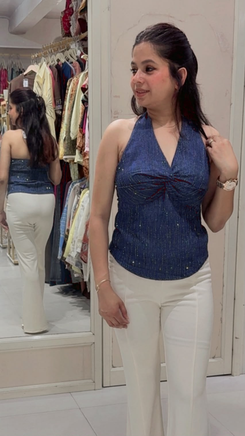 Denim halter